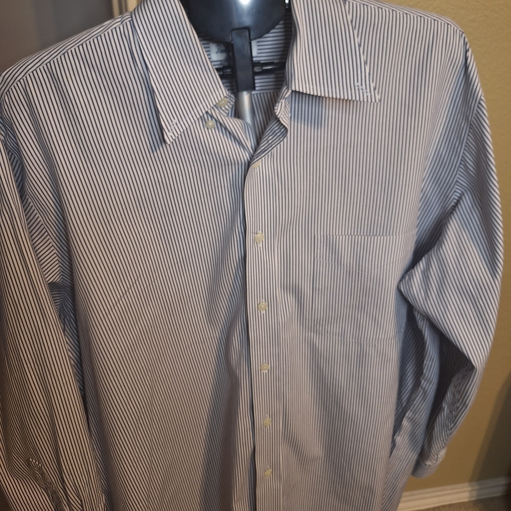 Paul Fredrick Classic Long Sleeve Striped Dress Shirt. S8ze 17.5/36 - Picture 3 of 7